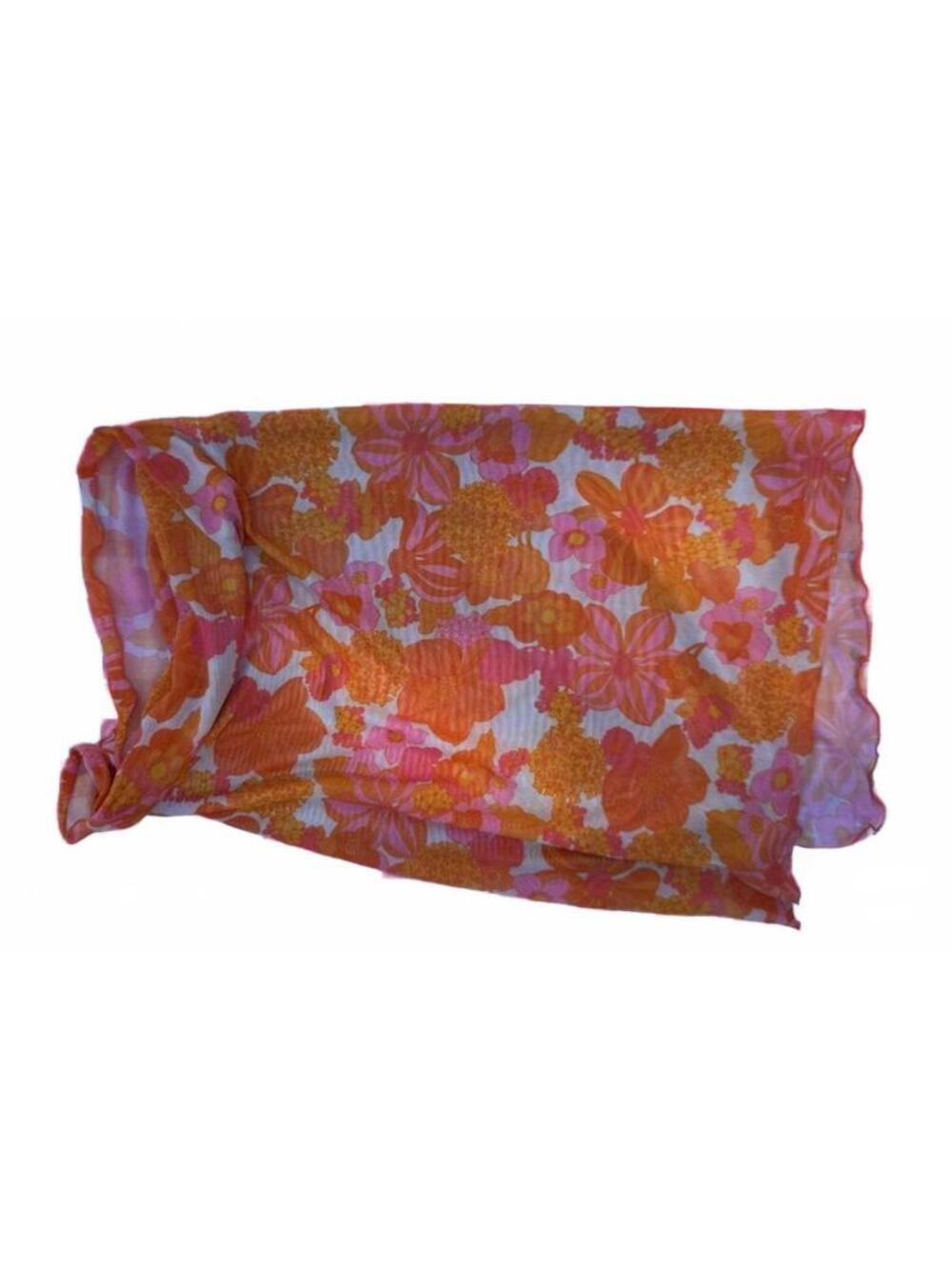 Flower Child 70s Lettuce Edge Lightweight Hawaiian Girl Wrap Sarong Size S